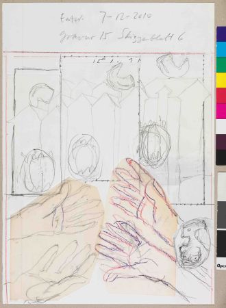 Jean-Jacques Volz: Vorskizze zu Holzschnitt Gravur 15, 1