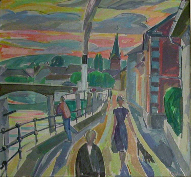 Werner Schaad: Schifflände in Schaffhausen, 1955