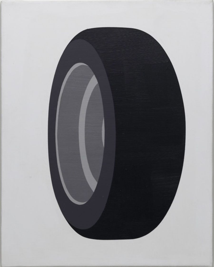 Ulrich Meister: o.T. (Reifen), 2002, Acryl auf Leinwand, 100 x 140 cm