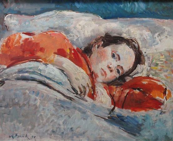Adolf Funk: Liegendes Mädchen