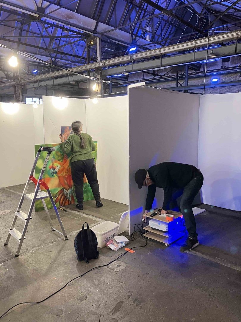 Einrichten der Ausstellung